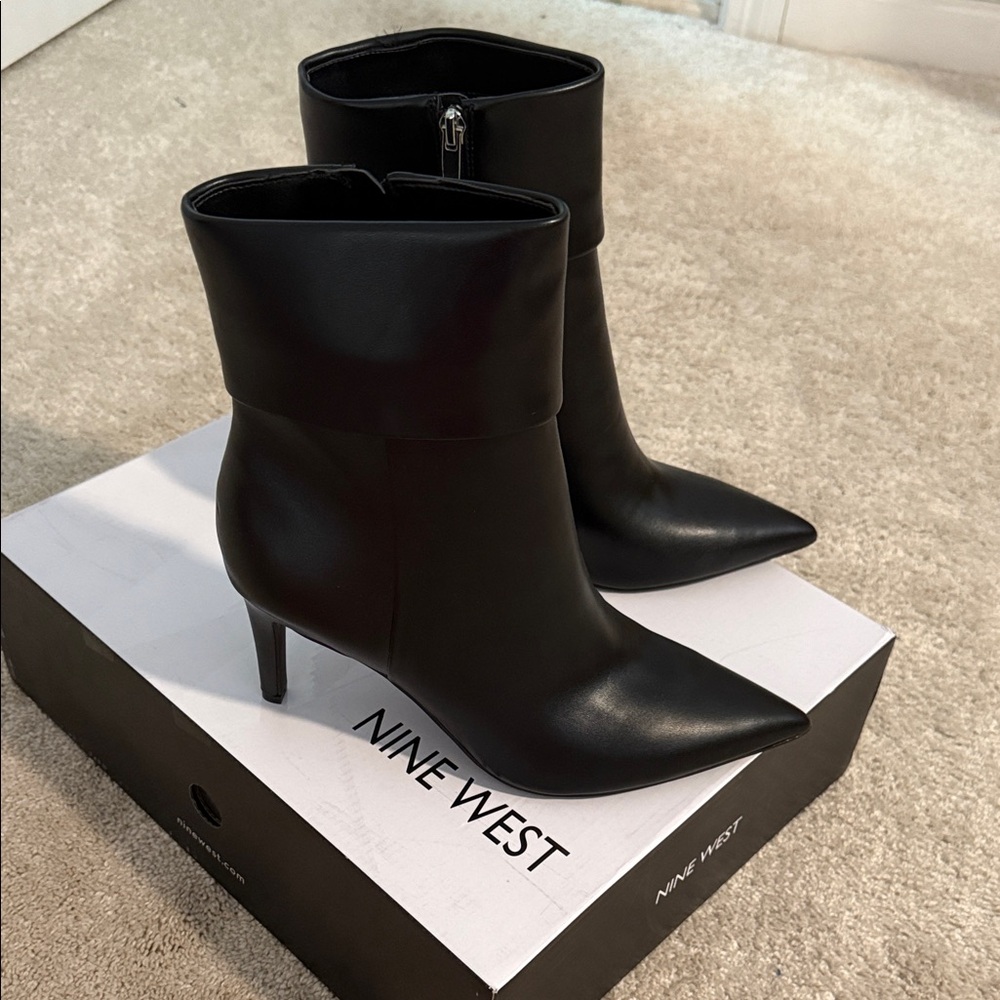 Nine West black heeled booties